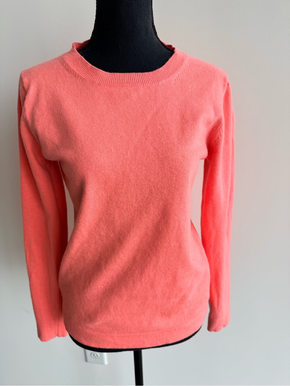 J.Crew Wool Blend Crew Neck Sweater Coral Peach Pink Long Sleeve